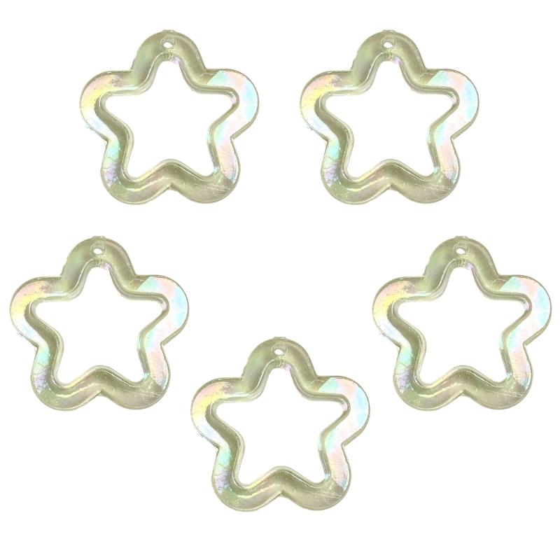 5Pieces 31mm Small Star Shape Pendant with Hole Crystal Star Loose Beads for Jewelry Making DIY Crfat Muitcolor Beads