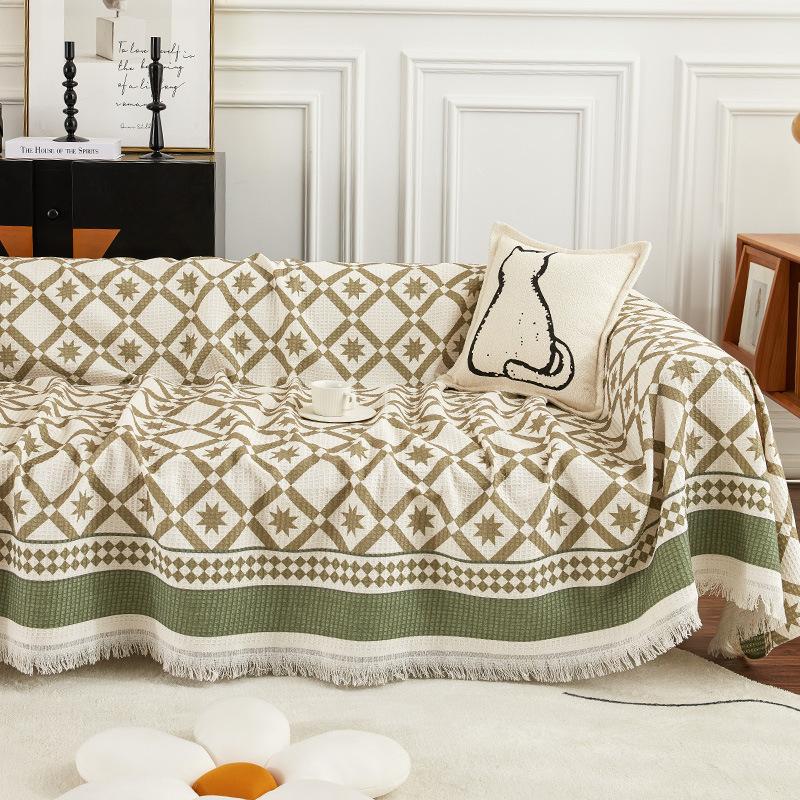 Waffle Sofa Cover Blanket Jacquard Non-slip Sofa Towel for Living Room Furniture Decor Tapestry Couch Cover Universal Sofa Towel