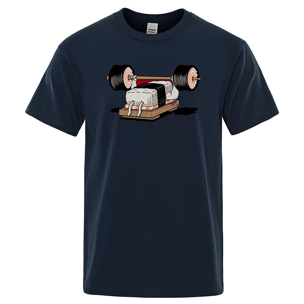 Cartoon Of Dumbbells Being Lifted Print Male Tshirts Comfortable Fit Tshirt Cool Crewneck Clothing Fashion Vintage T-Shirts