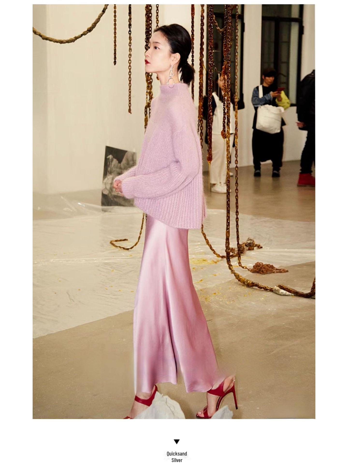 

Юбка-трапеция из атласа длиной до щиколотки с эластичной талией S - 95-105 lbs