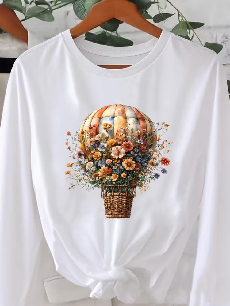 (Asian Size) Long Sleeve T Shirt Tee O-neck Leopard Love Heart Print Autumn Winter Spring Women Clothing Casual Fashion Top Graphic T-shirts