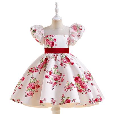 Pageant Formal Princess Dress For Girls Tulle Evening Dresses Bow Kids Girl Birthday Wedding Party Ball Gown Children Clothes