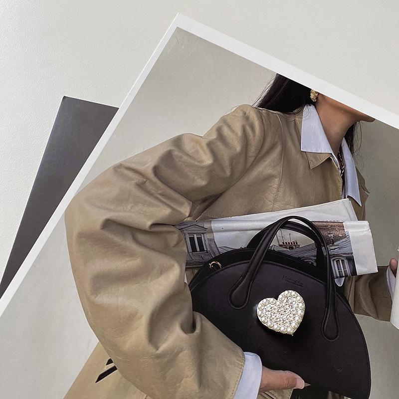 Yisen ESSTUDIO Женское шерстяное пальто с декоративными пуговицами в форме сердца и ромбовидной кромкой Silver Heart Pearl Diamond Button 15mm