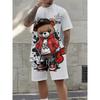 Summer New Pattern Men's Suit High Street Shirt And Shorts Men's Large Size Comfortable Breathable Fashion Two-piece Suit