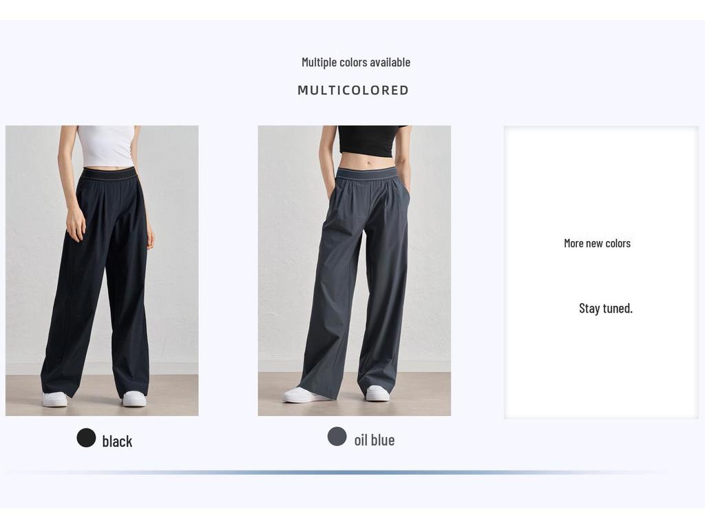 Women's High Waist Wide Leg Yoga Pants – Casual Woven Sports Trousers with Slimming Design