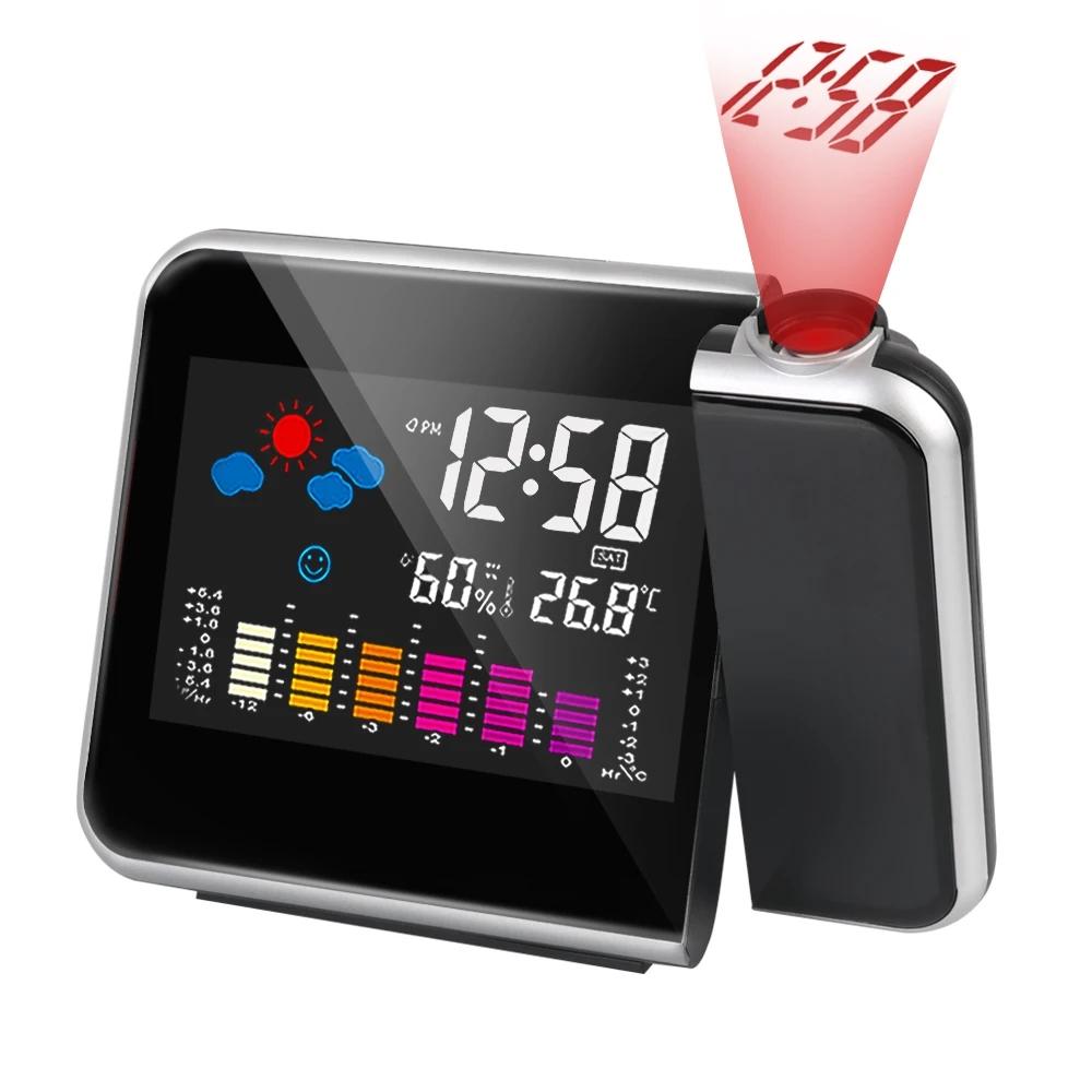 

LED Rotating Projection Color Screen Digital Projection Electronic Clock Color Display Alarm Clock Home Desktop Decoration Clock чёрный