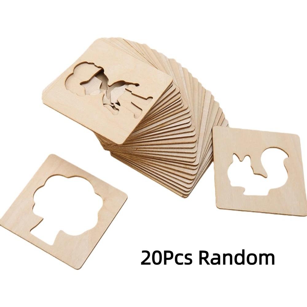 

Montessori Drawing Template Wooden Graffiti Board Toys New Kids Drawing Stencils Boys Girls Gift 20Pcs Random