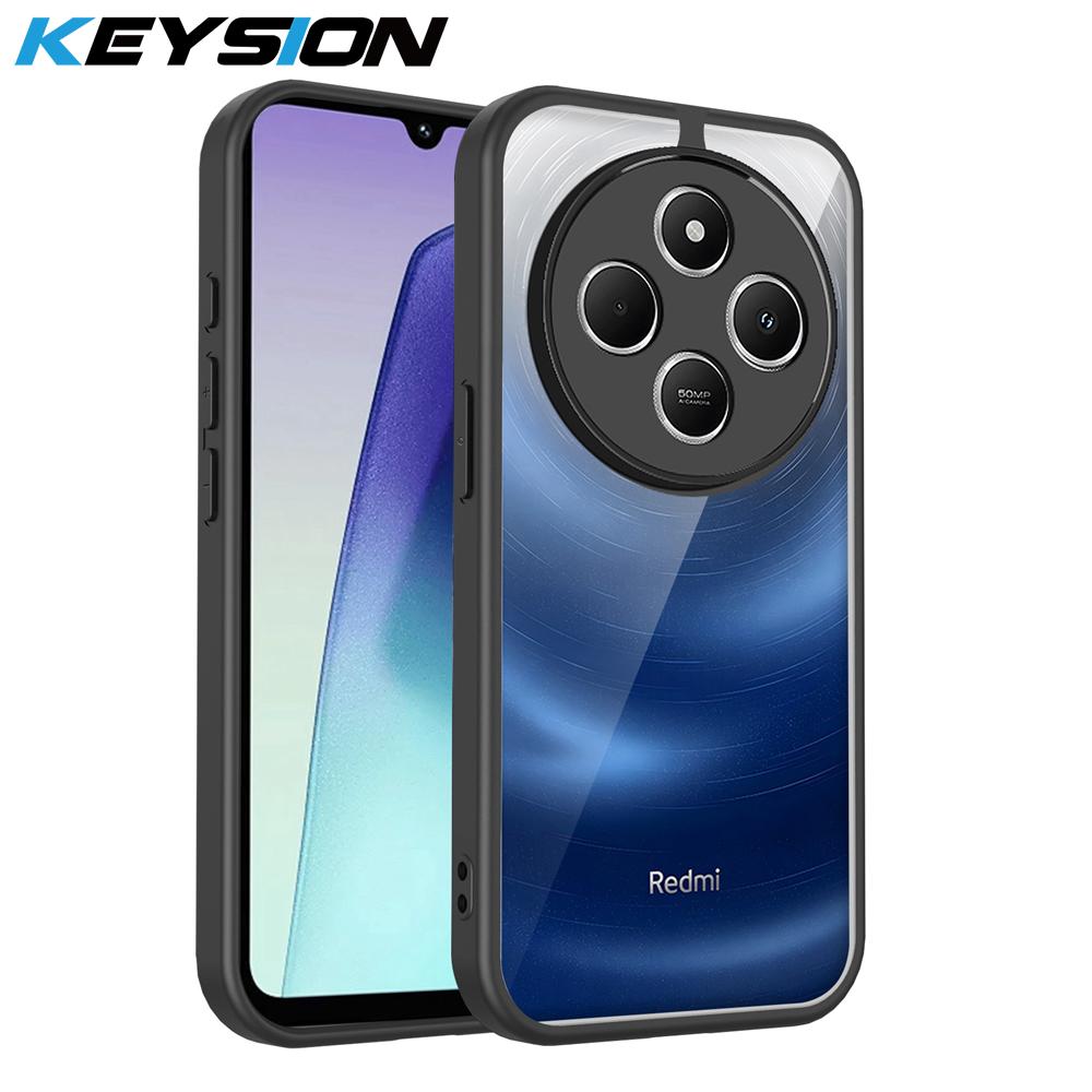 KEYSION Transparent Phone Case for Redmi 14C Soft Silicone+PC Clear Shockproof Phone Back Cover for Xiaomi POCO C75