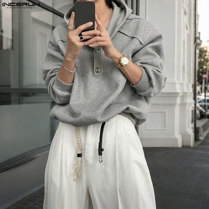 INCERUN Autumn Men Casual Long Sleeve Patchwork Hooded Pullovers Sweatshirts