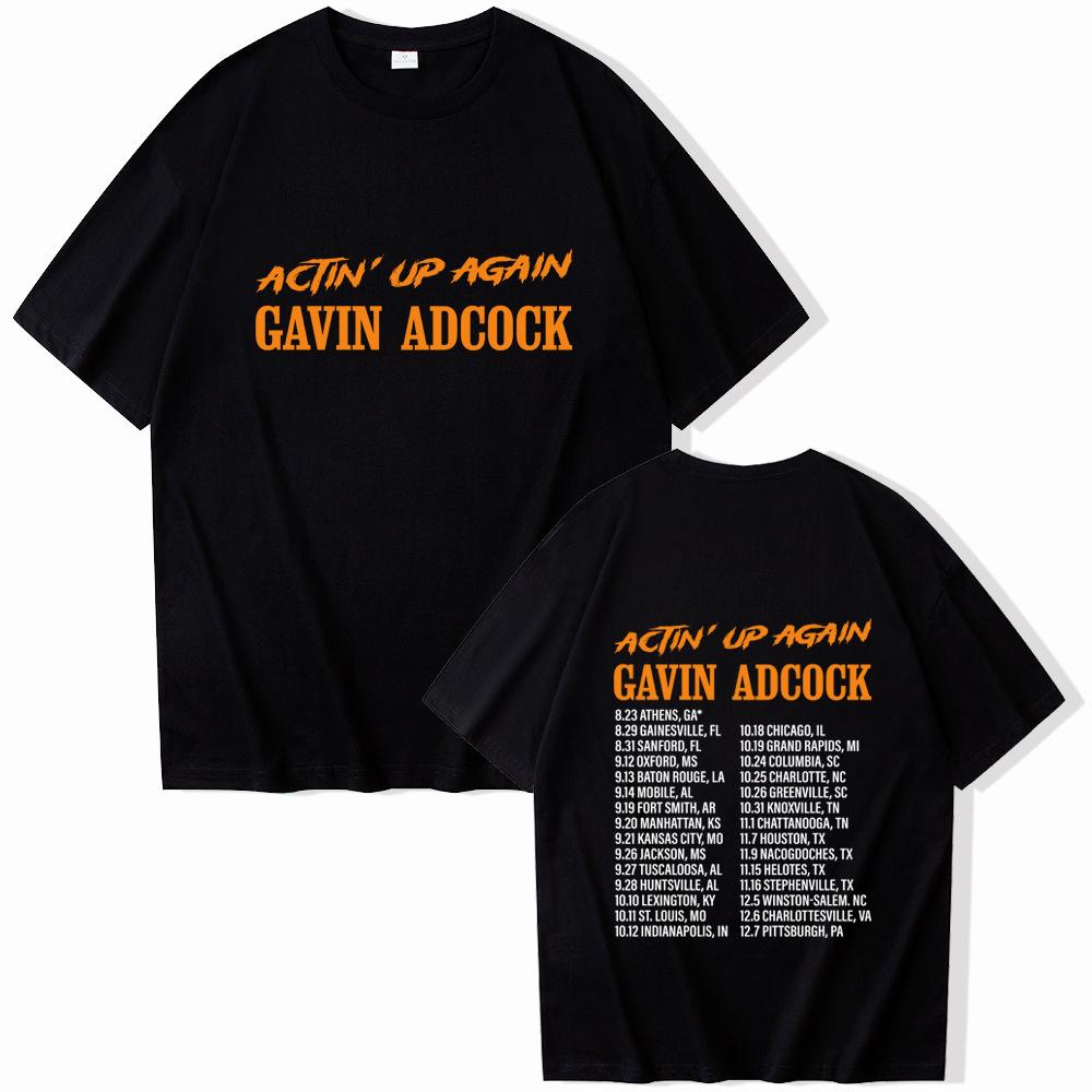 

Gavin Adcock Actin Up Again Tour 2026 Music Fans Gift 100% Cotton T-shirt S чорний