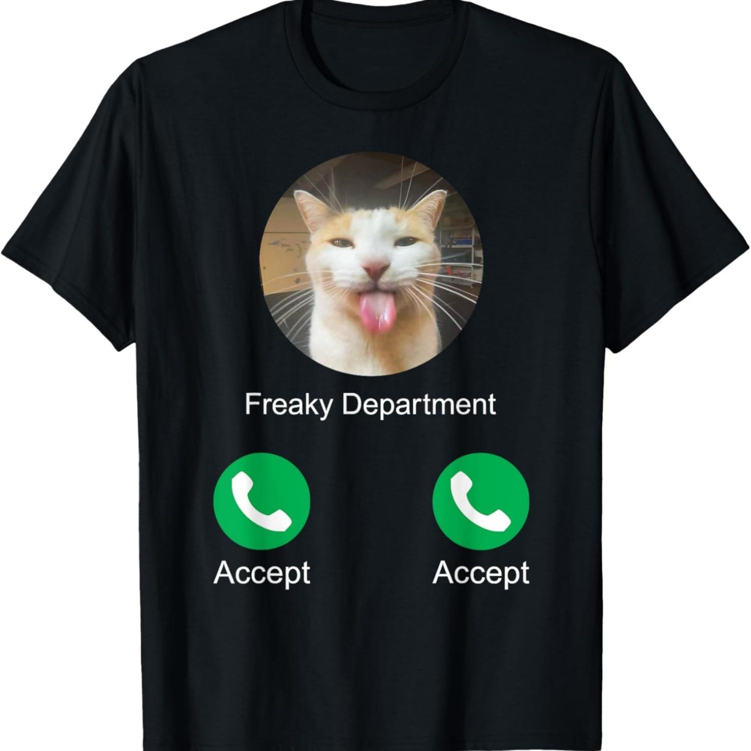 

Freaky Department Calling Silly Cat Meme T-Shirt S чёрный