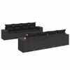 9-teiliges Gartensofa-Set mit Kissen Schwarzes Poly-Rattan