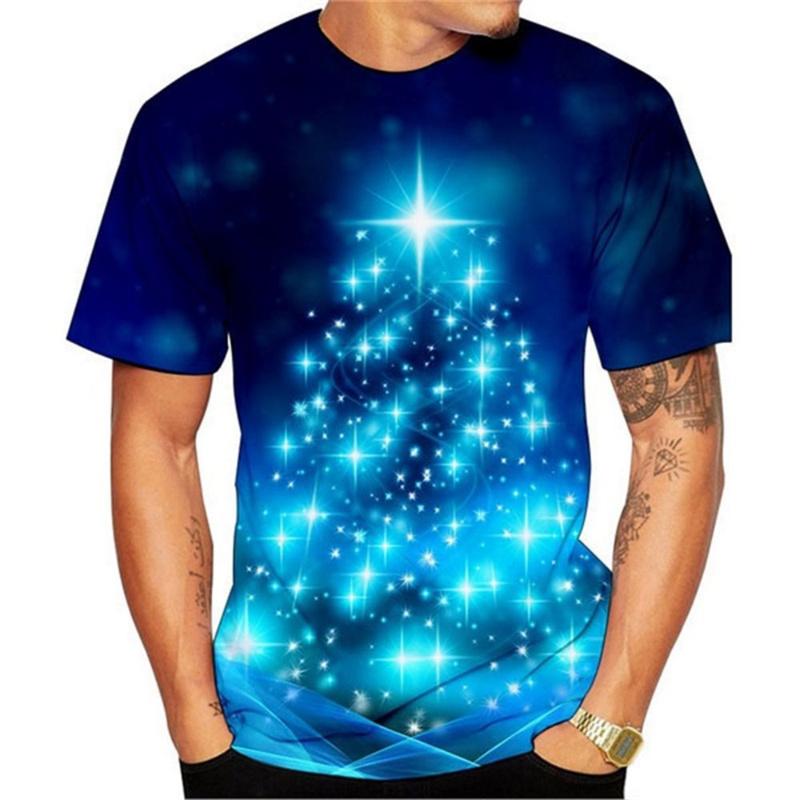 

Рождественская Новогодняя 3D-принт Футболка для мужчин Забавные футболки с рисунком рождественской елки Повседневные свободные футболки с круглым вырезом и коротким рукавом Унисекс Топ L