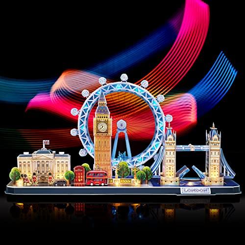 Cubic Fan 3D Puzzle Craft Kit, London (with LED), L532h, No Glue or Tools Required