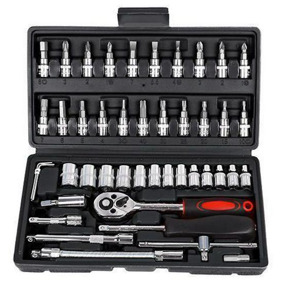 46-Piece Bit & Socket Tool Set with Ratchet Wrench for Auto & Home Repairs