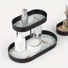 1pc Double Storage Rack , Furniture Storage Tray , Foyer Perfume & Cosmetic Display Rack , Desktop Organiser , Oval Key Tray , Jewellery Organiser