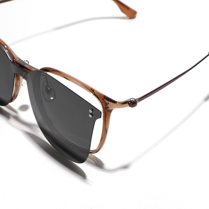 Magnetic Set Glasses Brown Can Be Matched With Myopia Glasses Sunglasses Female Titanium Metal Polarizer Male