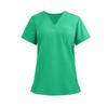 Ladies' Lightweight Solid Color V-neck Pocket Side Slit Short Sleeved Shirt