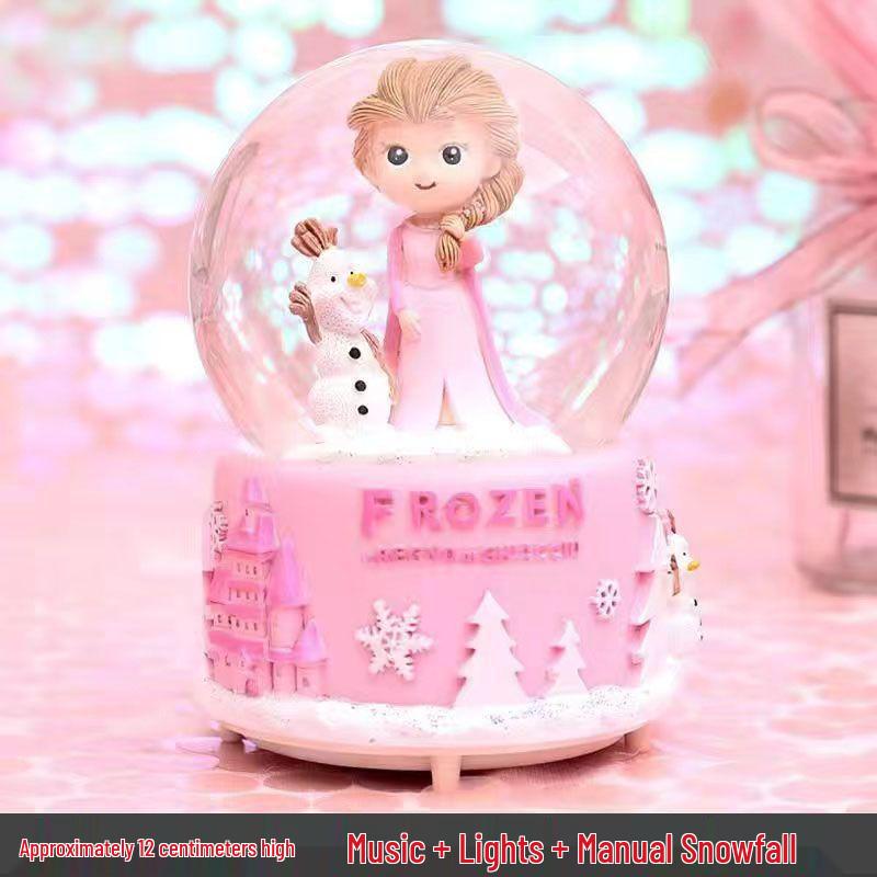 Crystal Ball 8-Note Music Box with Snowflakes and Light-Up Feature – Ideal Birthday Gift for Girls, Children, and Best Friends