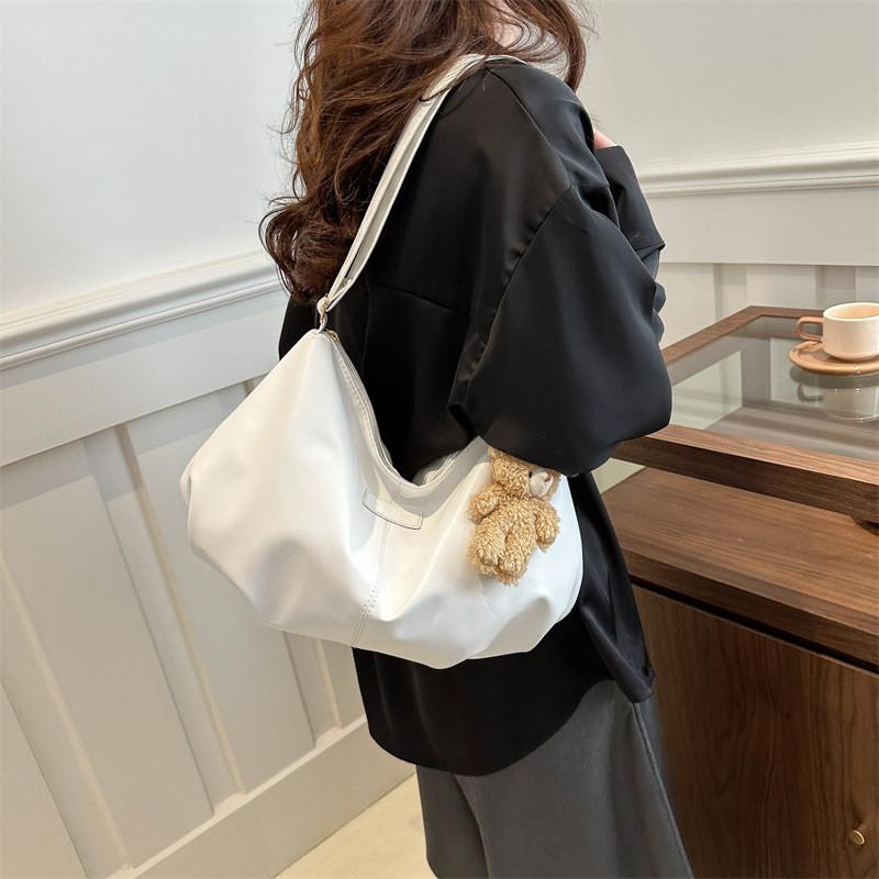 Stylish Large Capacity Black White Pink Silver Tote Bag For Fashionable Students