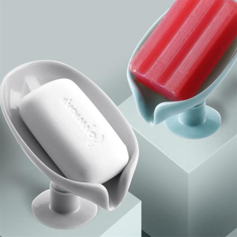 Creative Flaky Perforated Soap Box Self-Standing Suction Cup Draining Bathroom Soap Storage Laundry Rack Soap Box