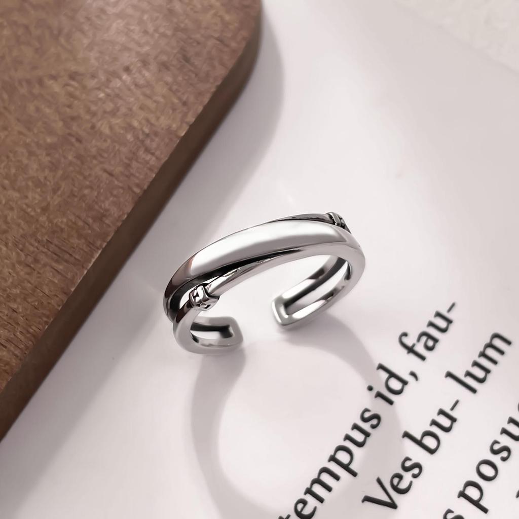 Thai Silver Geometric Rings: Women's Adjustable Korean-Style Open Retro Jewelry