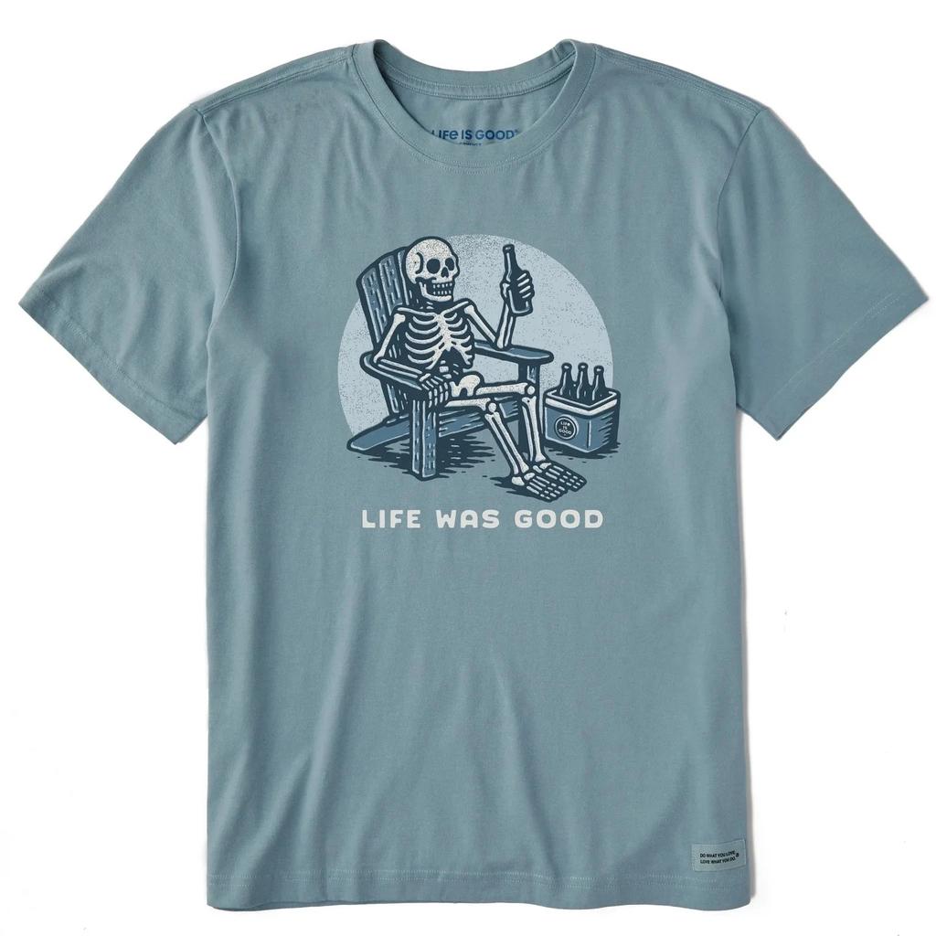 Viața e bună. Tricou Bărbătesc cu Mânecă Scurtă Adirondack Life Was Good Albastru Fumuriu