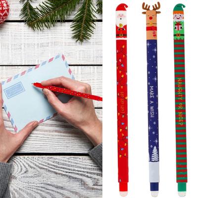 Radierbarer Stift Set Weihnachtsthema Stift Weihnachtsmann Rentier Elf Design Schreibstifte Bürobedarf für Schüler Lehrer