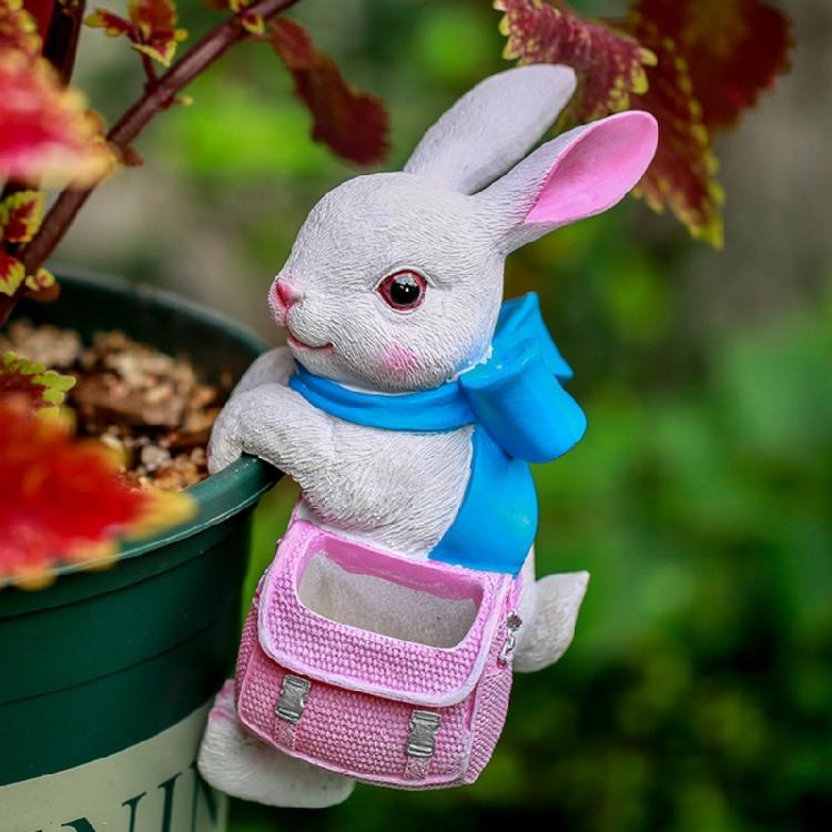 Animal Potted Plant Statue Cute Garden Statues Hanging Rabbit Outdoor Decoration