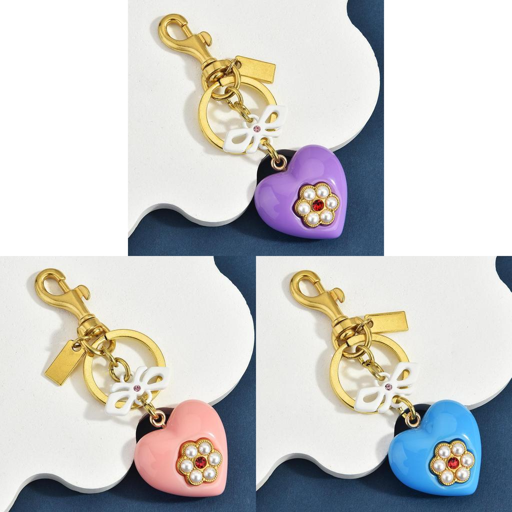Heart Bow Keychain Metal Bag Charm For Womens Style Accessories