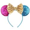 9.5 CM New Cute Glitter Crown Hairband Sequins Bows Mouse Ears Headband Kids Festival Party Cosplay Headband