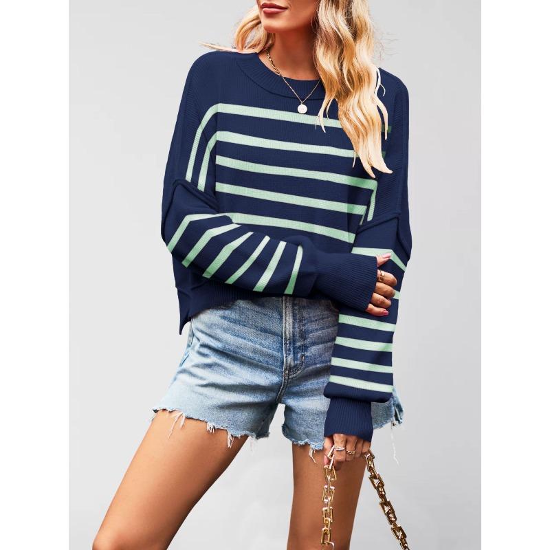 

YYFS Женская мода Повседневная Осень Зима Однотонный Принт Длинный Рукав О-Образный Вырез Топы Женская Одежда Шерстяной Трикотаж Свитера XL