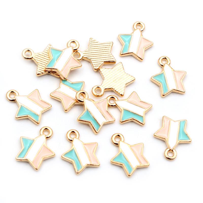 20pcs Star Heart Crown Charms Pendant Random Mix Enamel Alloy Metal DIY Jewelry Making Accessories Findings