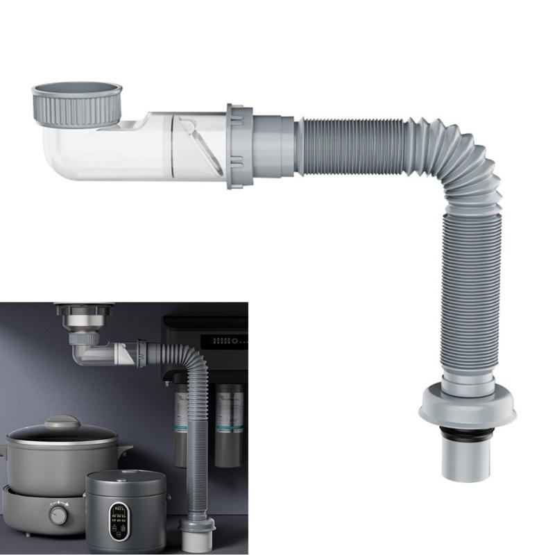 Kitchen Sink Drain Pipe With Anti Odor Side Outlet Interchangeable Waste Water Pipe for Kitchen Sink, Washing Machine