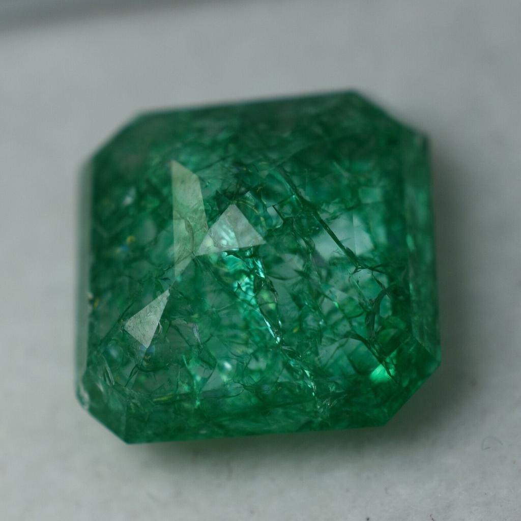 Natural Green Emerald SQUARE Cut 6.50 Ct Colombian Loose Gemstone CERTIFIED.