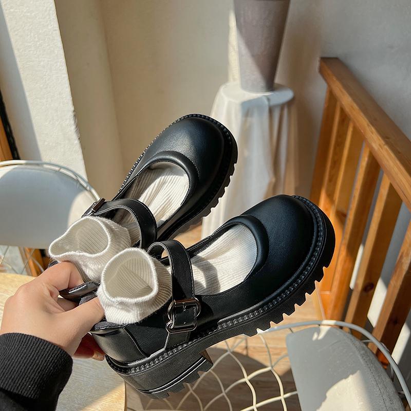 Shoes Woman Flats Modis Clogs Platform British Style Dress New  Creepers Retro Summer Preppy Rubber Rome Cotton Fabric Pu Ho