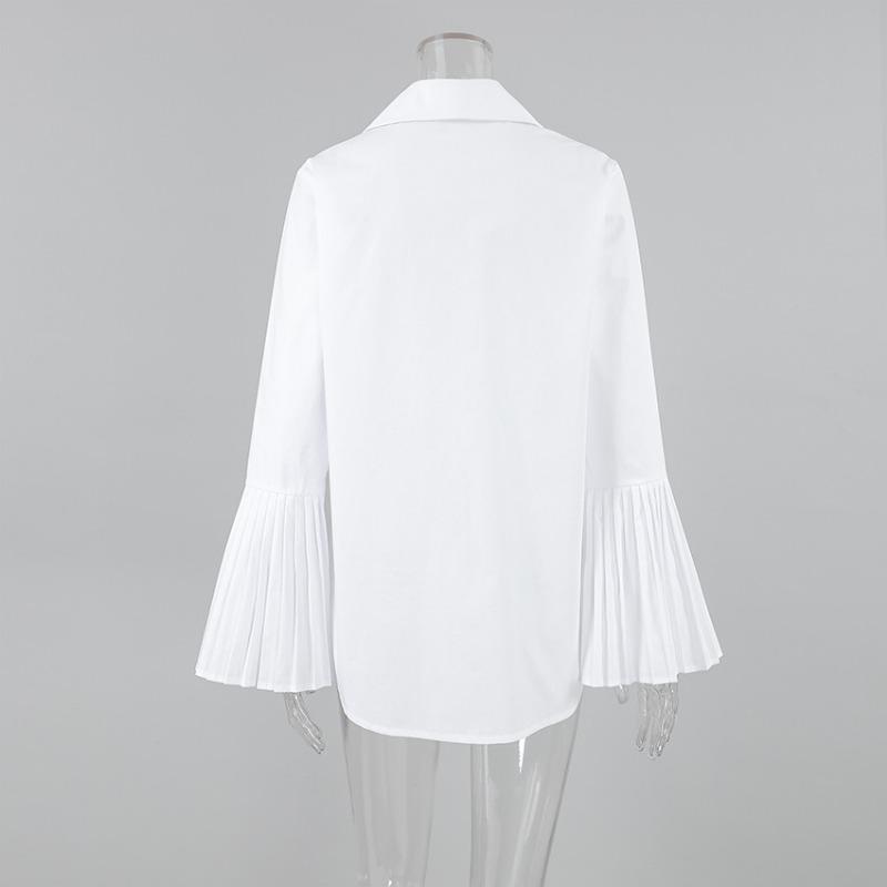 French Style Cotton Flared Sleeve Shirt For Spring Summer Commute