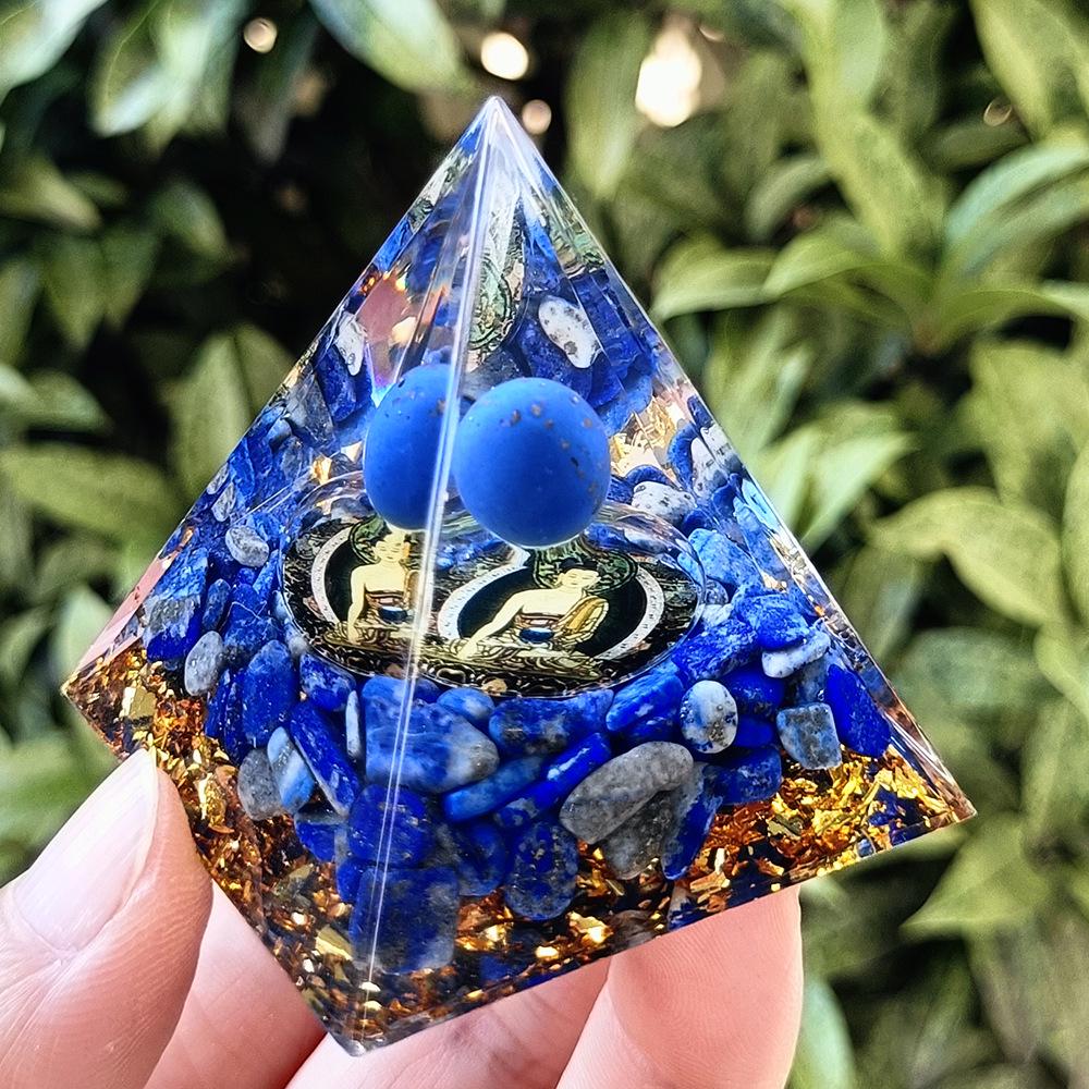 Crystal Gravel Pyramid Ornament - Resin Epoxy Craft for Home or Office Decoration and Gift