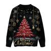 Ladies' Fashionable And Casual Christmas Cute Printed Round Neck Long Sleeved Knitted Yarn