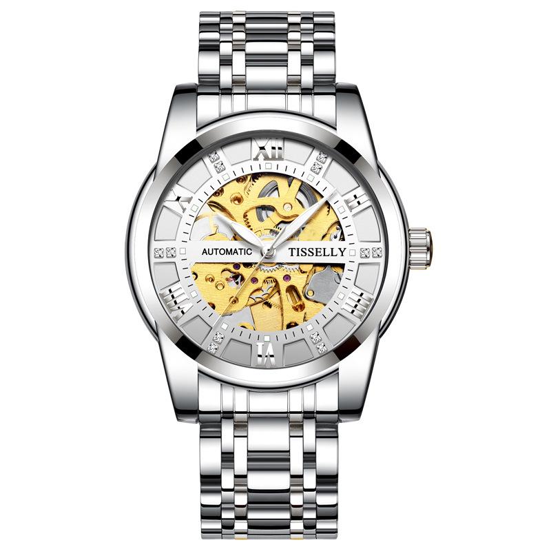 Popular Men's Black Warrior Hollow Mechanical Watch - Stylish, Waterproof, Luminous, Automatic