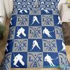 Ice Hockey Duvet Cover Set Full Queen Size Geometric Check Patchwork Stylish Bedding Set Athlete Winter Sports Comforter Covers