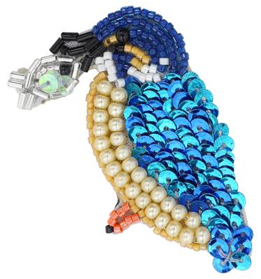 TOHO Bead Kit Animal and Plant Motif Book Brooch Kit Made with Bead Embroidery Brooch Kit 1 Kingfisher Eating YMK