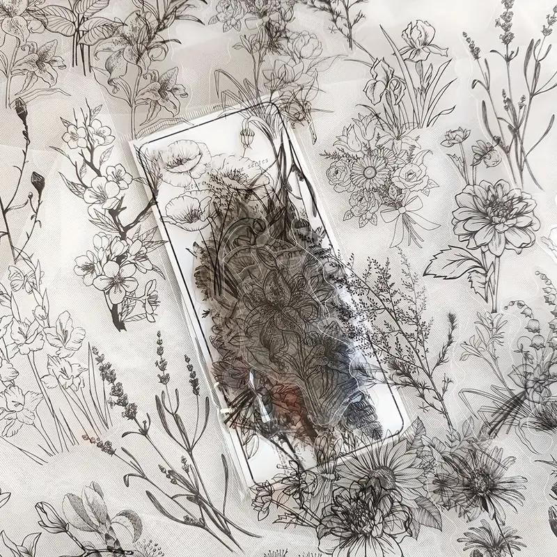 Kawaii Creative Flower Plant Stickers Hand Tent DIY Stick Labels Scrapbooking Material Junk Journal Supplies