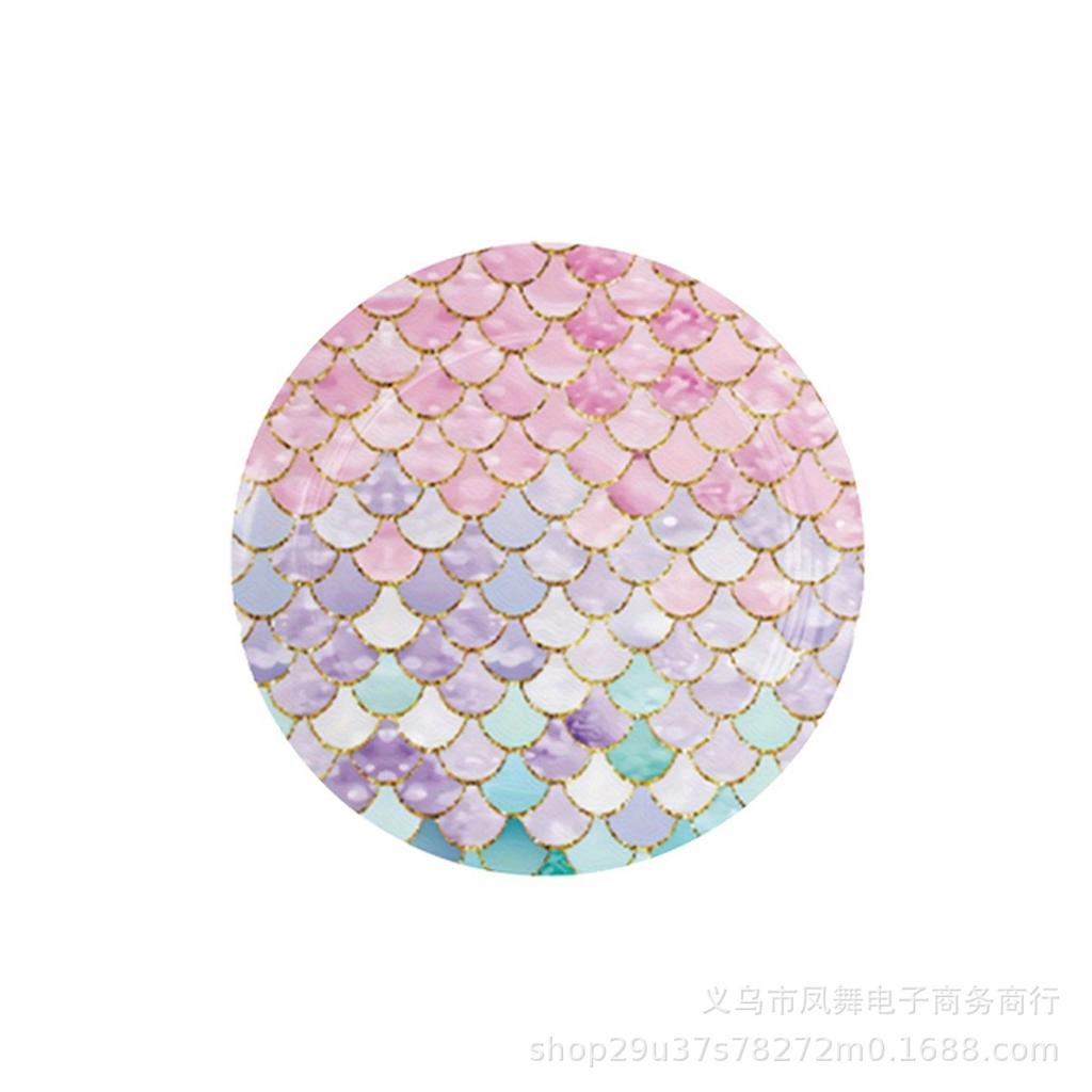 Pink Fish Scale Themed Birthday Decorations Disposable Tablecloth Paper Cup Tissue Paper Plate Party Tableware Set