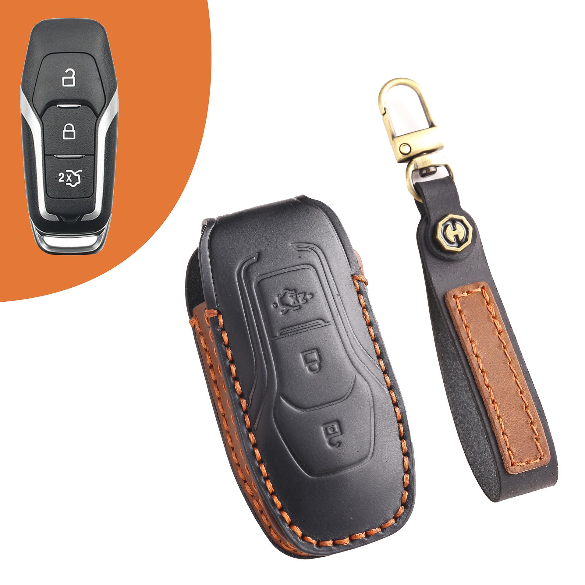 

Посвящается 15-17 Ford Edge Чехол для ключа, Старая сумка для ключа от автомобиля Mondeo, Брелок из натуральной кожи.