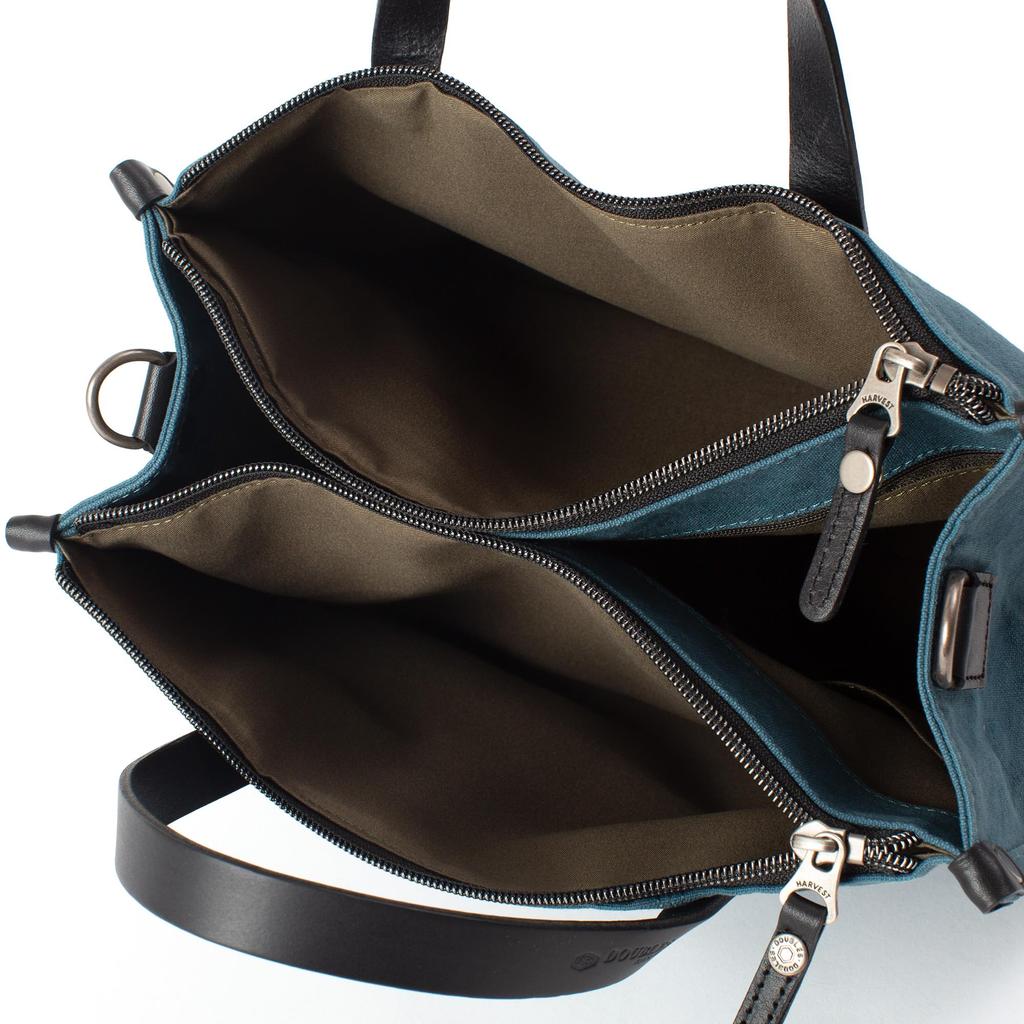 Doubles Mini Tote Bag, 2-Way Tote, Shoulder Bag, B5 Capacity, Made with Japanese No. 10 Paraffin-Coated Canvas and Italian Tanned Cowhide Leather,