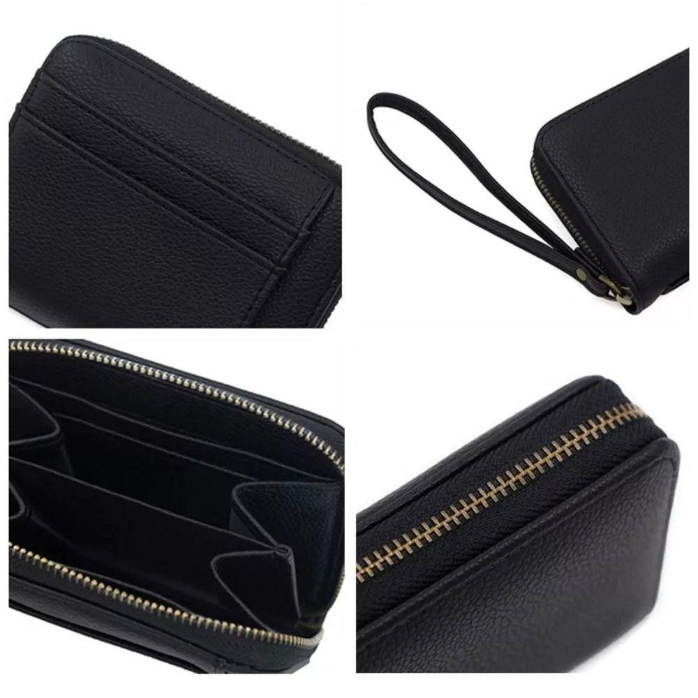 Simple PU Leather Small Short Wallet Multi Slots Solid Color Card Holder Zipper Business Card Case Men Women