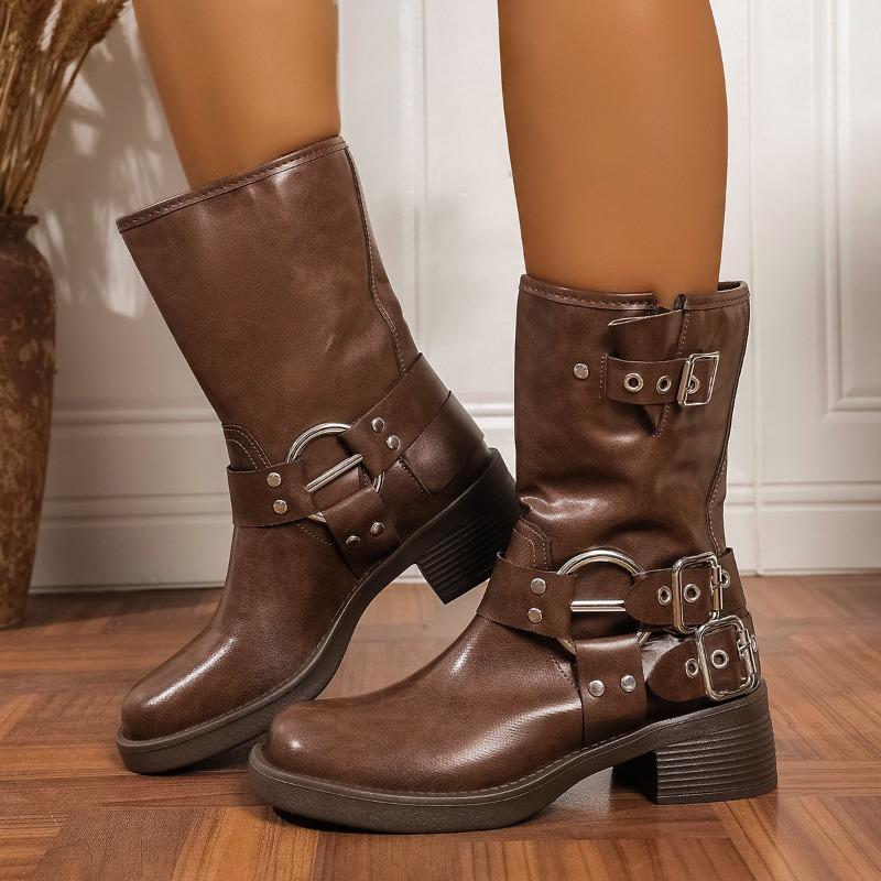 Dames Chelsea boots met brede wijdte en studs, Europese stijl enkellaarsjes met blokhak, comfortabele groothandel enkellaarsjes voor dames