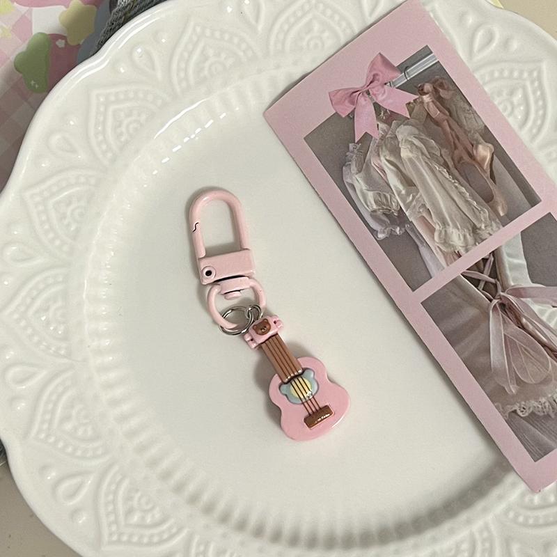 Niedlicher rosa Musikbär Schlüsselanhänger für Frauen Mädchen Anti-Verlust Lanyard Exquisiter kreativer Schlüsselanhänger Taschenanhänger Perfektes Geschenk