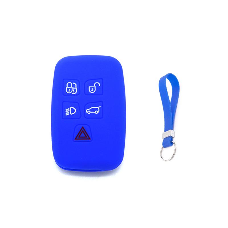 Soft Silicone Key Fob Cover Case for Land Rover Discovery Sport Evoque Defender 5 Buttons Remote Key Shell with Lanyard
